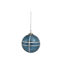 Hello Honey® 5" Blue & Silver Grid Mercury Glass Ball Ornament