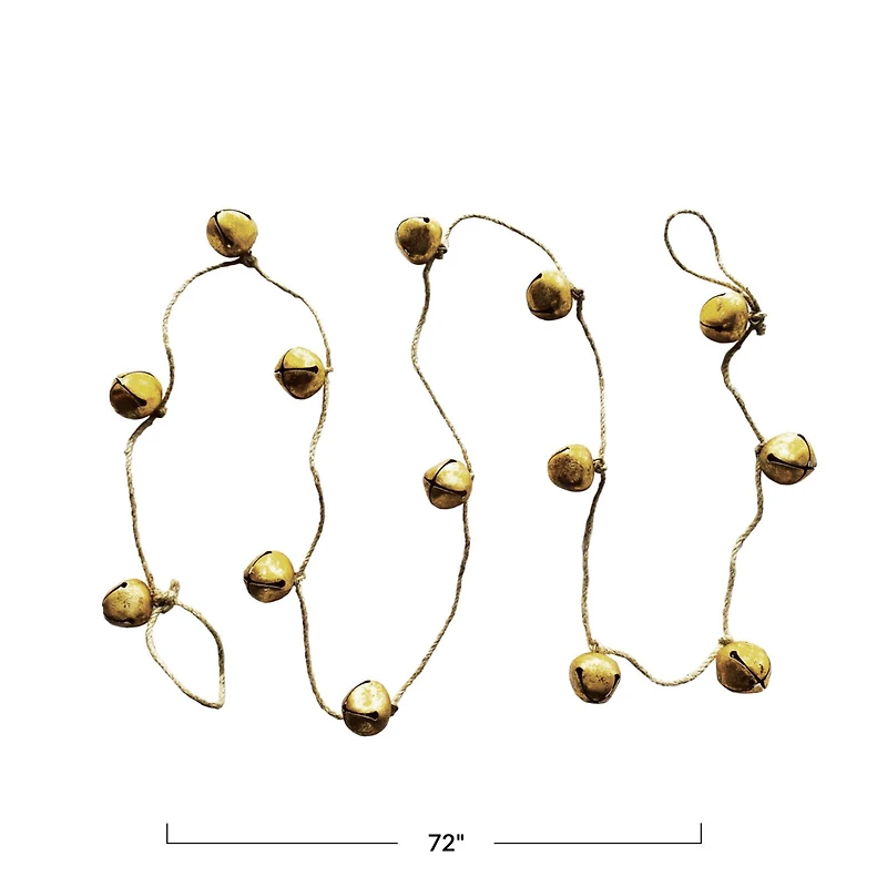 Hello Honey® 6ft. Gold Handmade Metal Bells on Jute Rope Garland