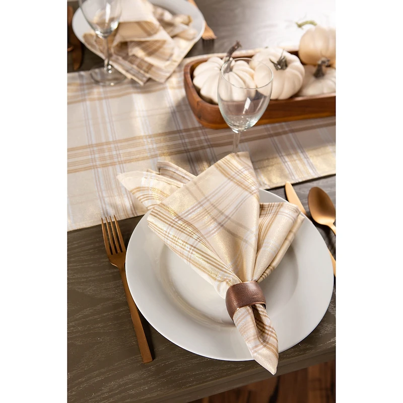 DII® 72" Metallic Cream Plaid Table Runner