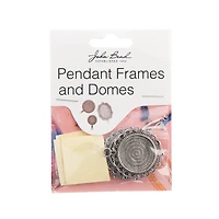 John Bead 27mm Antique Silver Round Pendant Frames, 3ct.