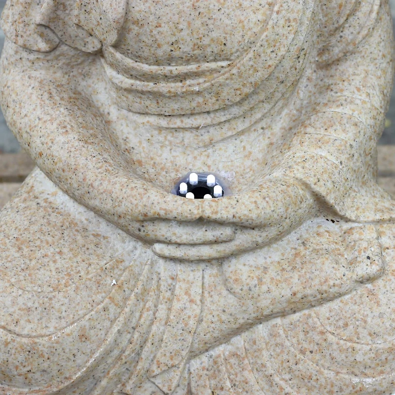 28" LED Lighted Praying Buddha Outdoor Water Fountain