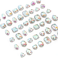 CousinDIY Silver Crystal AB Glass Sew-On Rhinestones, 48ct.