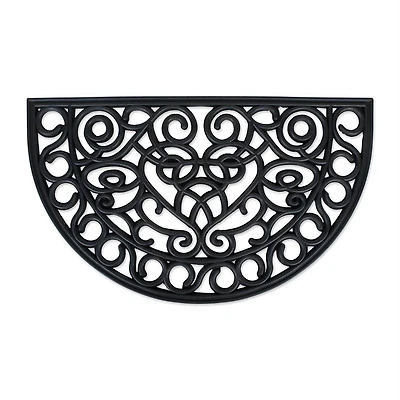 DII® J&M Iron Heart Half Round Rubber Doormat