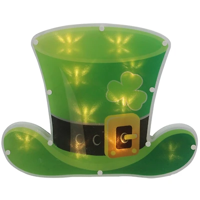 12.5" St. Patrick's Day Leprechaun Hat LED Lighted Window Silhouette