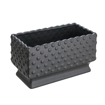 Hello Honey® 11" Black Ceramic Hobnail Planter with Scalloped Edge