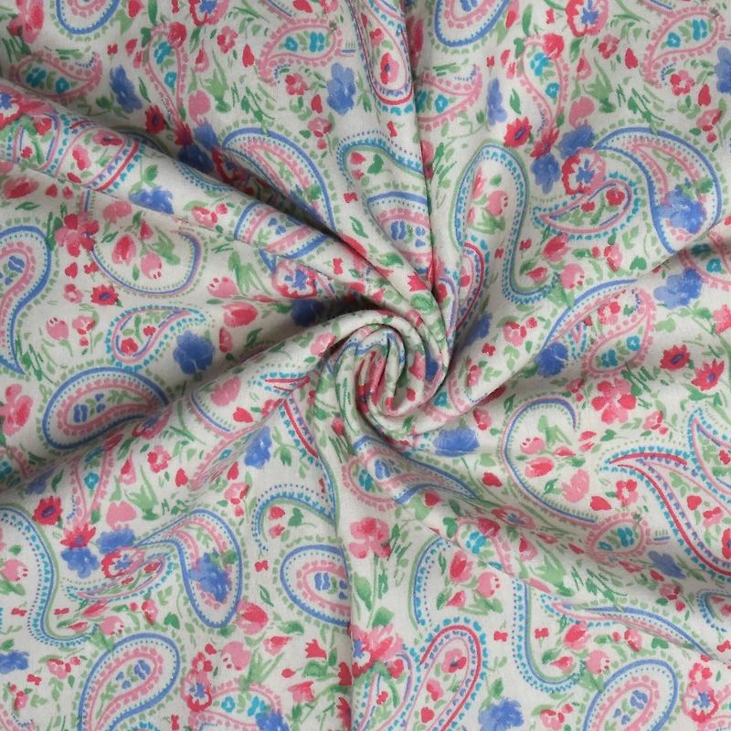Feldman White Paisley Cotton Flannel