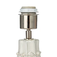 Hello Honey® 18.5" White Stoneware Hobnail Fluted Table Lamp with Linen Shade & Inline Switch