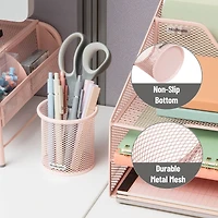Mind Reader Pen and Accessories Holder, Desktop Organizer, Office, Metal Mesh, Set of 3