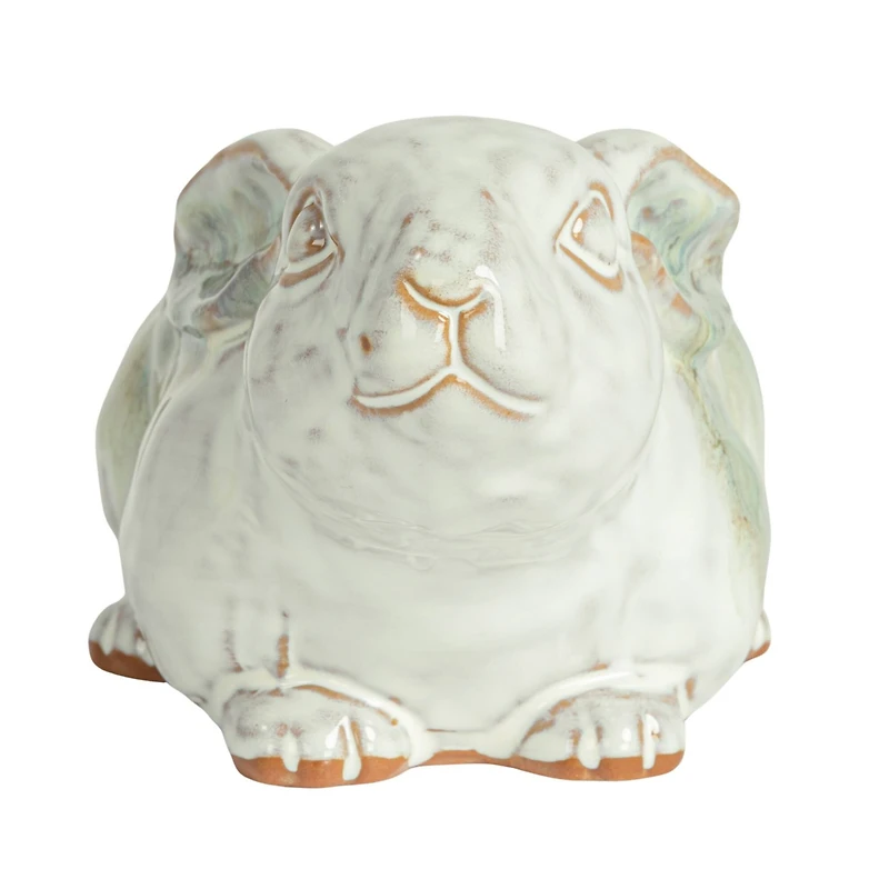 Hello Honey® 8.25" White & Marine Rabbit Stoneware Planter