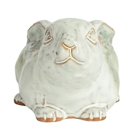 Hello Honey® 8.25" White & Marine Rabbit Stoneware Planter