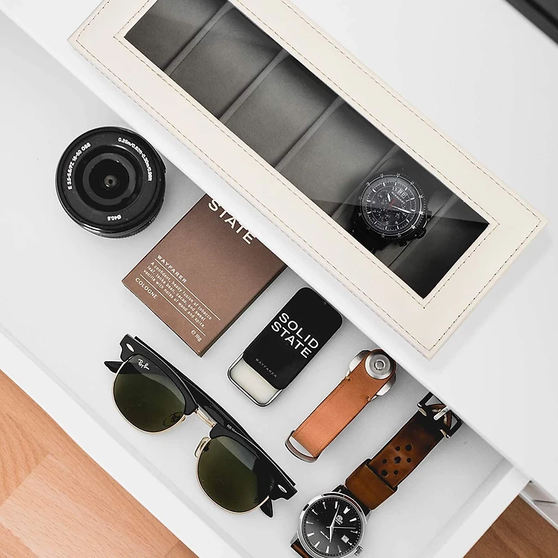 Rice White Hexa Leather Watch Box