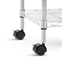 Iris® 32" Silver 3-Tier Rolling Wire Rack Shelf