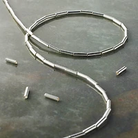 Silver Metal Bugle Beads, 6mm by Bead Landing™