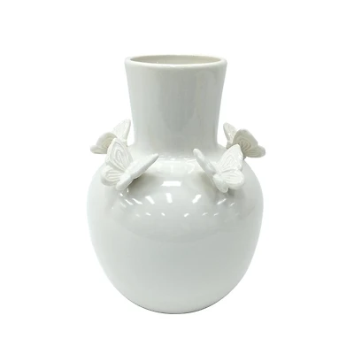 8.5" White Ceramic Butterfly Vase by Ashland®