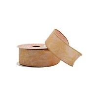 1.5" x 5yd. Beige Foil Print Wired Velvet Ribbon by Celebrate It® Blush Romance