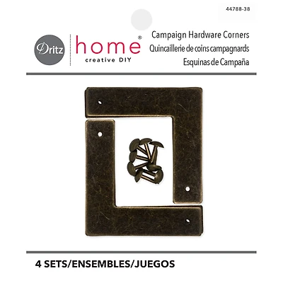 Dritz® Small Antique Brass Home Smooth Campaign Hardware Corners, 3 Pack