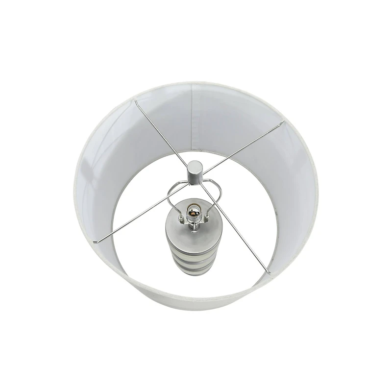 Hello Honey® 24" Raw Concrete White & Silver Table Lamp With Imprinted Diamond Design & Metal Accents