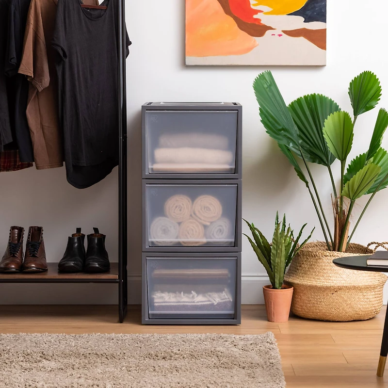 Iris® Gray Deep Box Chest Drawer, 3 Pack