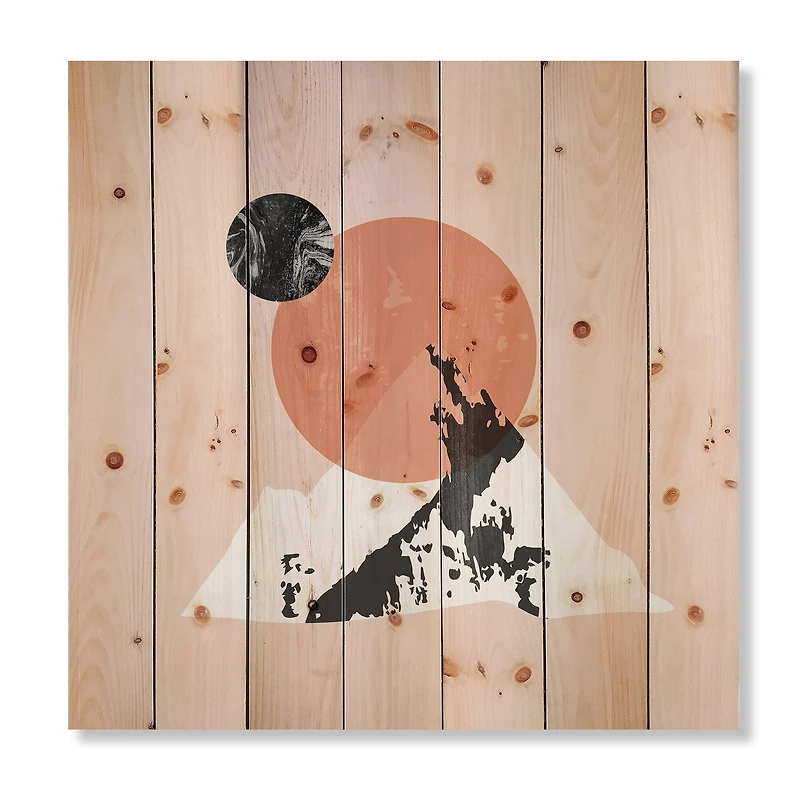 Designart - Modern Minimalist Mountain Sun and Moon