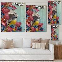 Designart - Titmouse Bird Sitting On A Branch Near A Birdhouse