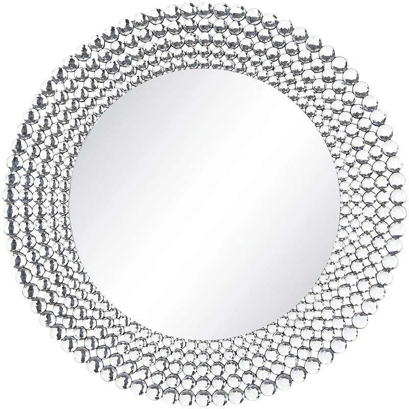 Silver Glass Starburst Wall Mirror with Crystal Embellishment 36" x 1" x 36"