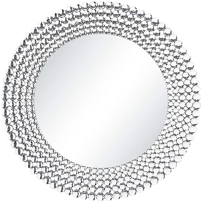 Silver Glass Starburst Wall Mirror with Crystal Embellishment 36" x 1" x 36"