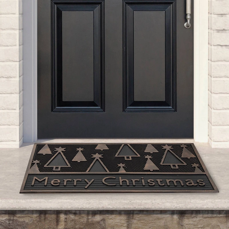 30" Black & Gold Merry Christmas Doormat