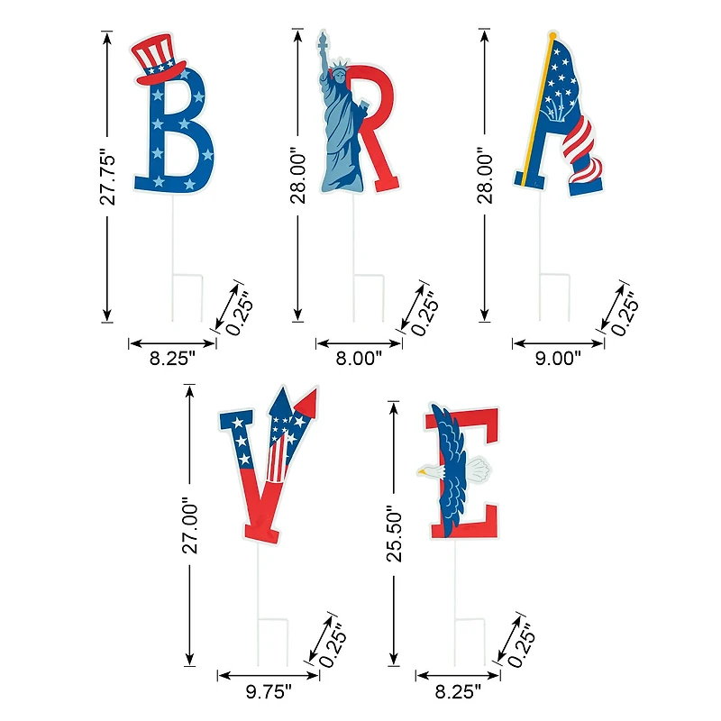 Glitzhome® 43" Patriotic America Brave Yard Stake Set
