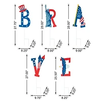 Glitzhome® 43" Patriotic America Brave Yard Stake Set