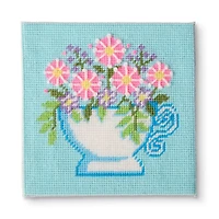 6" x 6" Floral Teacup Needlepoint Kit by Loops & Threads®
