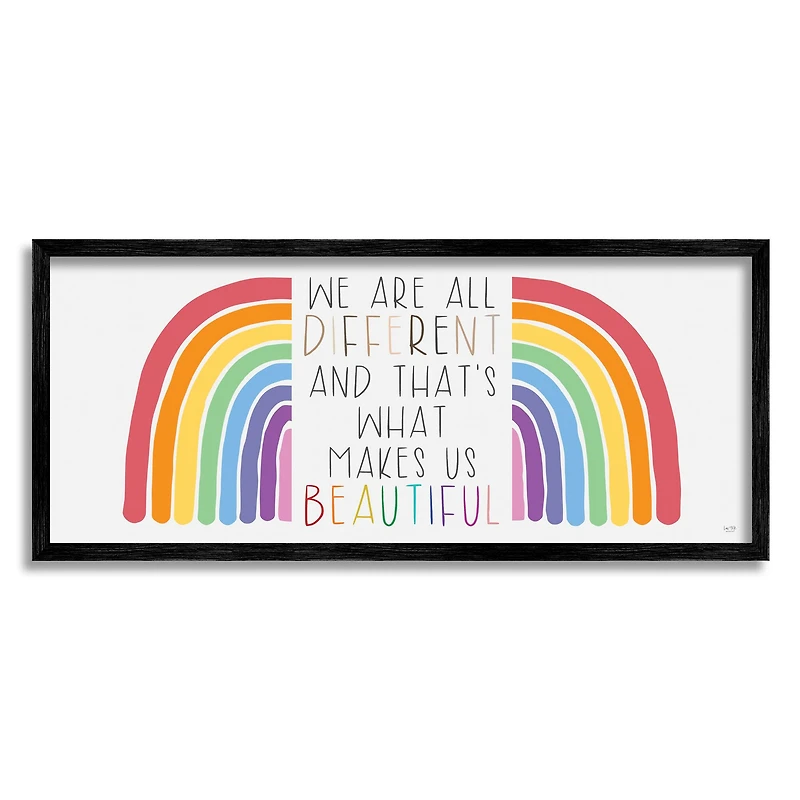 Stupell Industries Bold Rainbow Different Is Beautiful Inspirational Quote Framed Giclee Art