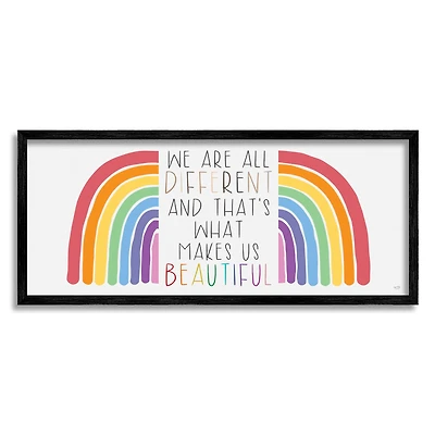 Stupell Industries Bold Rainbow Different Is Beautiful Inspirational Quote Framed Giclee Art