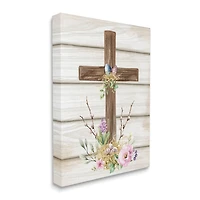 Stupell Industries Spiritual Easter Cross Spring Blossoms Canvas Wall Art