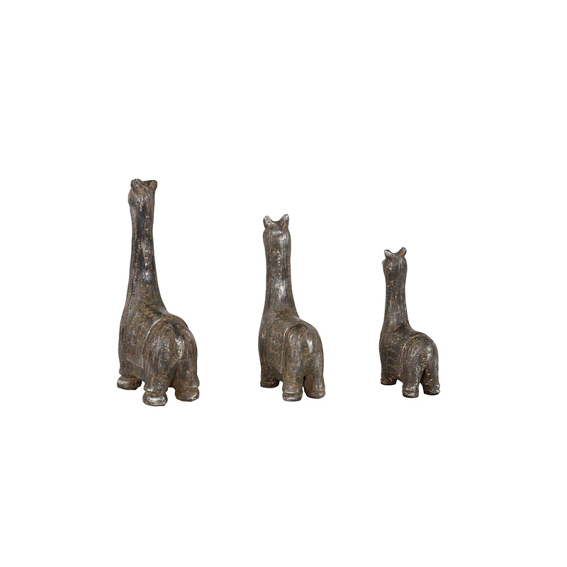 Set of 3 Black Metal Eclectic Llama Sculpture, 8", 7", 5"