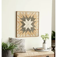 Brown Farmhouse Abstract Wood Wall Decor, 30" x 30"