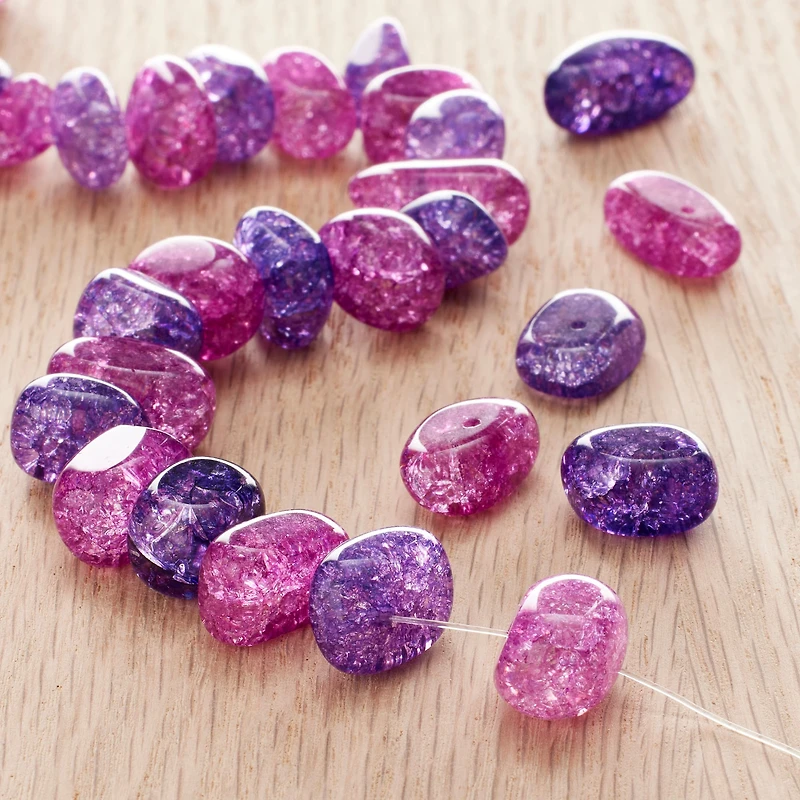 12 Pack: Amethyst Crackle Quartz Nugget Beads, 15mm by Bead Landing™