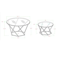 Walker Edison Black Geometric Glass Nesting Tables Set
