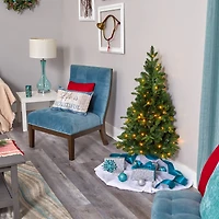 4ft. Pre-Lit Grand Teton Spruce Flat Back Artificial Christmas Tree, Clear LED Lights