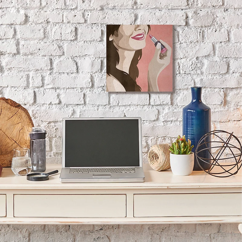 Stupell Industries Fashion Designer Lips Smile Pink Painting Canvas Wall Art