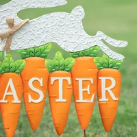 Glitzhome® 24" Metal Bunny & Easter Carrots Yard Stake