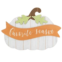 19.5" White Wooden Pumpkin Favorite Season Hanging Wall Sign