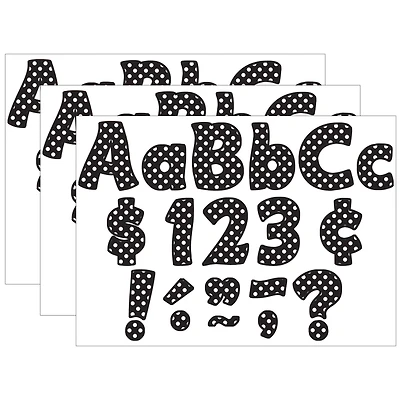 Teacher Created Resources Black Polka Dots Funtastic Font 4" Letters Combo Pack, 3 Packs of 624