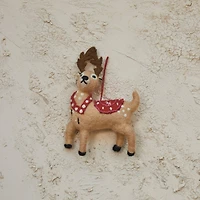 Hello Honey® 6.5" Handmade Wool Felt Reindeer Ornament with Embroidery on a Wool String