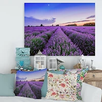 Designart - Sunrise & Dramatic Clouds Over Lavender Field II