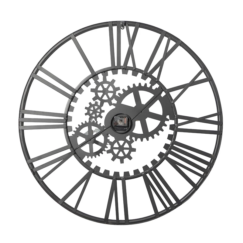 Black Industrial Metal Wall Clock