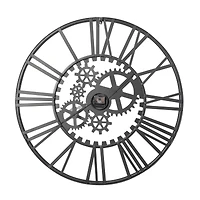 Black Industrial Metal Wall Clock