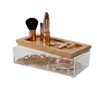 Simplify Bamboo Lid Square Clear Organizer