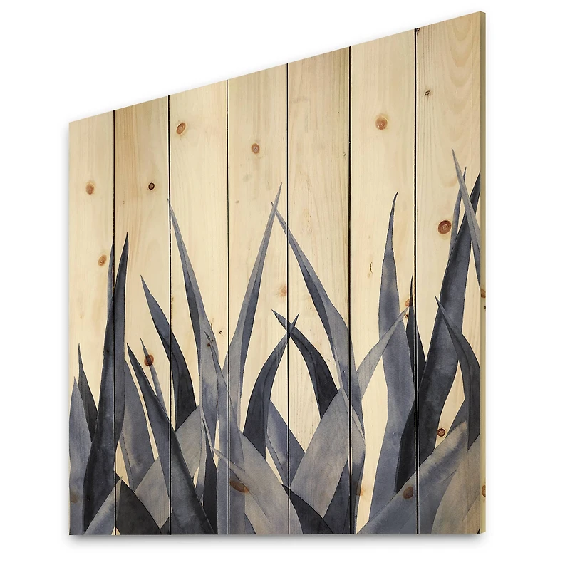 Designart - Navy Blue Agave Leaves