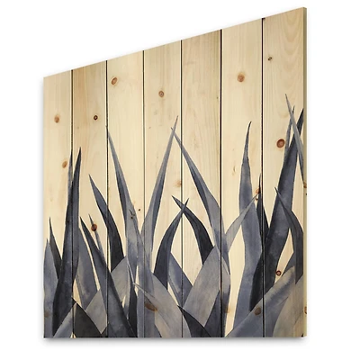 Designart - Navy Blue Agave Leaves