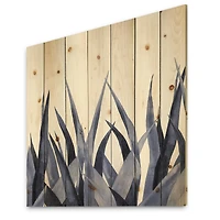Designart - Navy Blue Agave Leaves